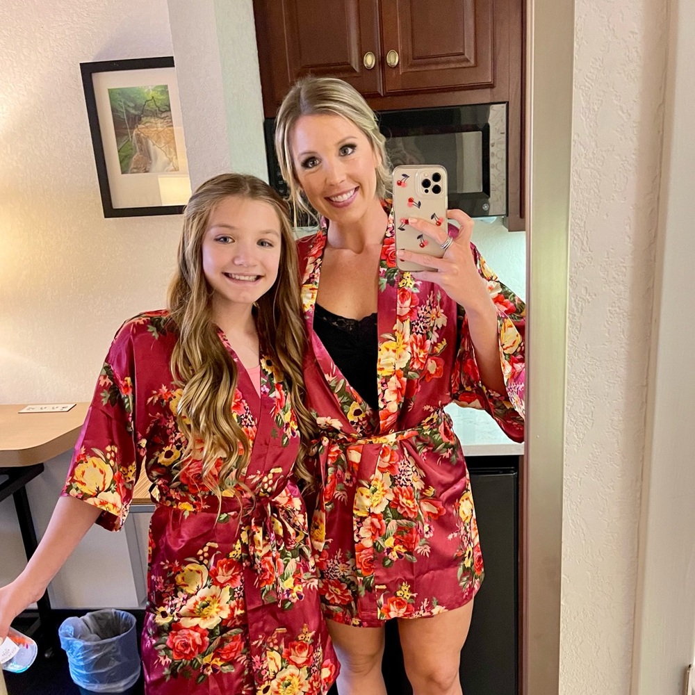 floral silk robe